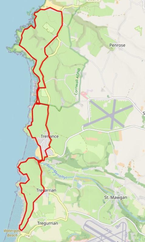 Bedruthan to Porthcothan to Watergate Route